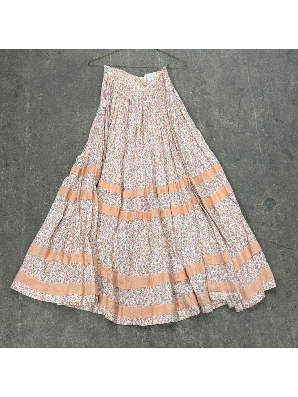 Vintage Film Costume 50s Does Victorian Western Style Prairie Maxi Skirt Pink